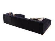 Juliana Black Velvet 4 - Piece Sectional - Gate FurnitureSectional
