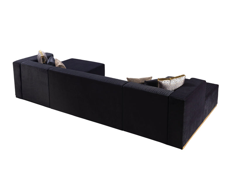 Juliana Black Velvet 4 - Piece Sectional - Gate FurnitureSectional