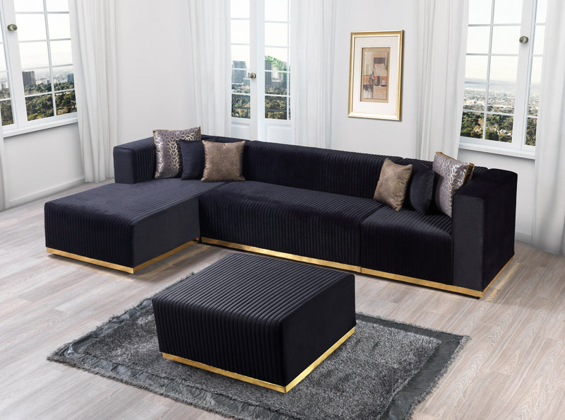 Juliana Black Velvet 4 - Piece Sectional - Gate FurnitureSectional