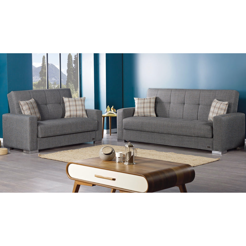 Kansas 65 in. Convertible Sleeper Loveseat in Grey with Storage - Gate FurnitureLoveseat