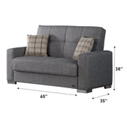 Kansas 65 in. Convertible Sleeper Loveseat in Grey with Storage - Gate FurnitureLoveseat