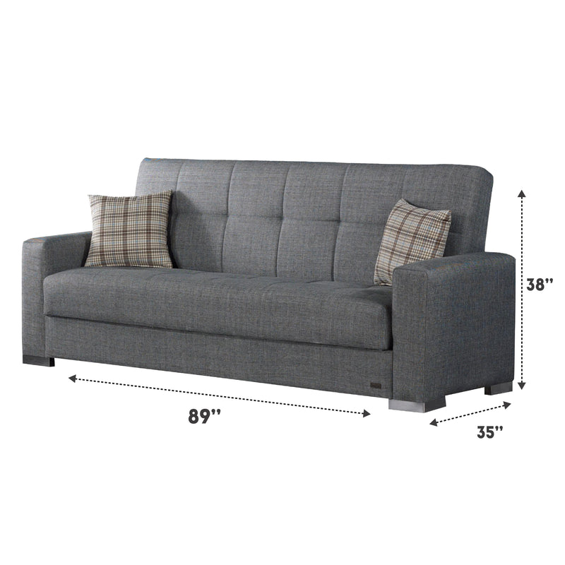 Kansas 89 in. Convertible Sleeper Sofa in Gray with Storage - Gate FurnitureSleeper Sofa