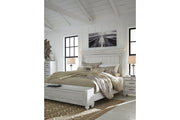 Kanwyn Whitewash King Panel Bed with Storage Bench - Gate FurnitureKing Bed