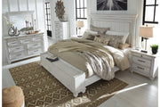 Kanwyn Whitewash King Panel Bed with Storage Bench - Gate FurnitureKing Bed