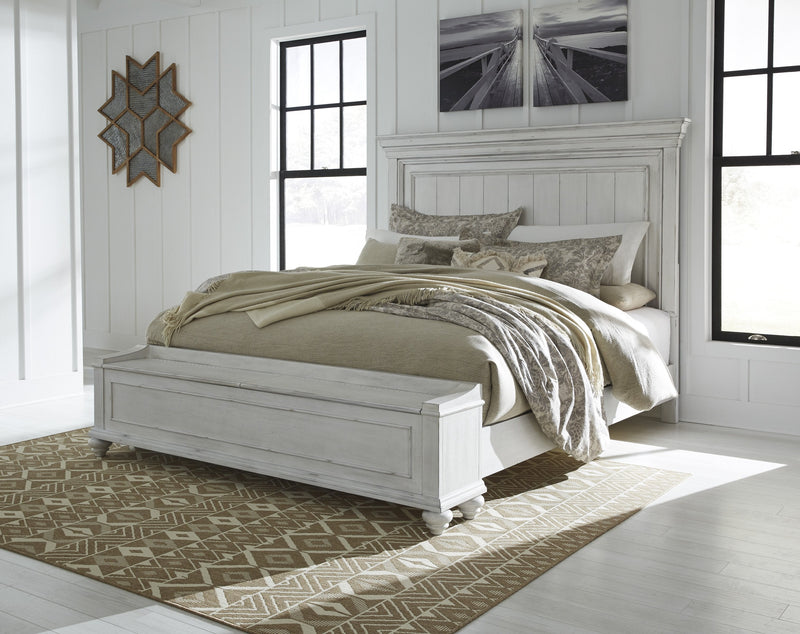 Kanwyn Whitewash King Panel Storage Bed - Gate FurnitureKing Bed