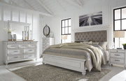 Kanwyn Whitewash King Upholstered Panel Bed - Gate FurnitureKing Bed