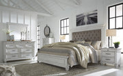 Kanwyn Whitewash King Upholstered Panel Bed - Gate FurnitureKing Bed