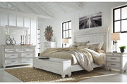 Kanwyn Whitewash Queen Panel Bed with Storage Bench - Gate FurnitureQueen Bed