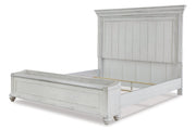 Kanwyn Whitewash Queen Panel Bed with Storage Bench - Gate FurnitureQueen Bed