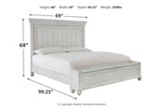 Kanwyn Whitewash Queen Panel Bed with Storage Bench - Gate FurnitureQueen Bed