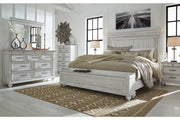 Kanwyn Whitewash Queen Panel Bed with Storage Bench - Gate FurnitureQueen Bed