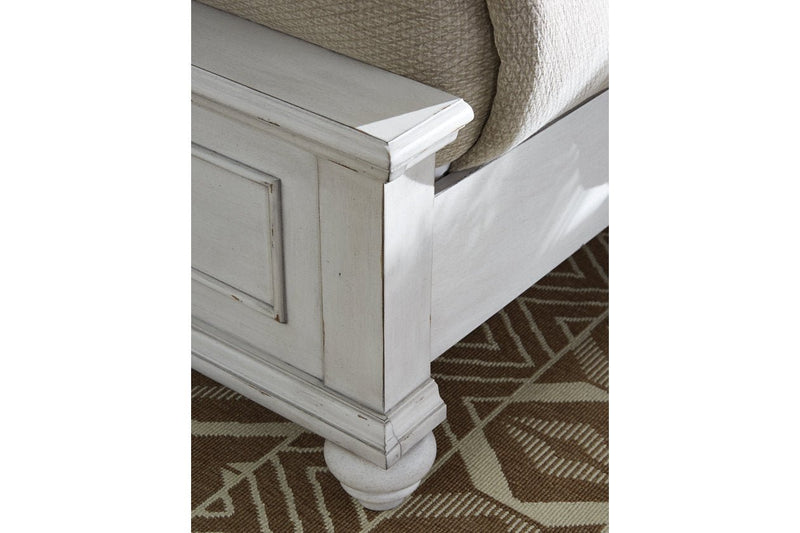 Kanwyn Whitewash Queen Panel Bed with Storage Bench - Gate FurnitureQueen Bed