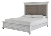 Kanwyn Whitewash Queen Upholstered Panel Bed - Gate FurnitureQueen Bed