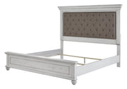Kanwyn Whitewash Queen Upholstered Panel Bed - Gate FurnitureQueen Bed