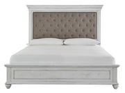 Kanwyn Whitewash Queen Upholstered Panel Bed - Gate FurnitureQueen Bed