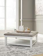 Kanwyn Whitewash Upholstered Ottoman Coffee Table - T937-21 - Gate Furniture