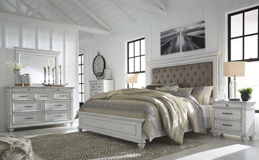 Kanwyn Whitewash Upholstered Panel Bedroom Set - Gate Furniture