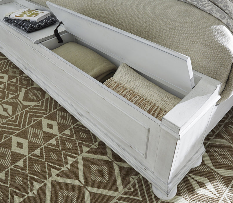 Kanwyn Whitewash Upholstered Storage Bedroom Set - Gate Furniture