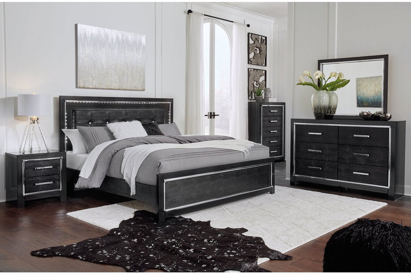 Kaydell Black King Upholstered Panel Bed - Gate FurnitureKing Bed