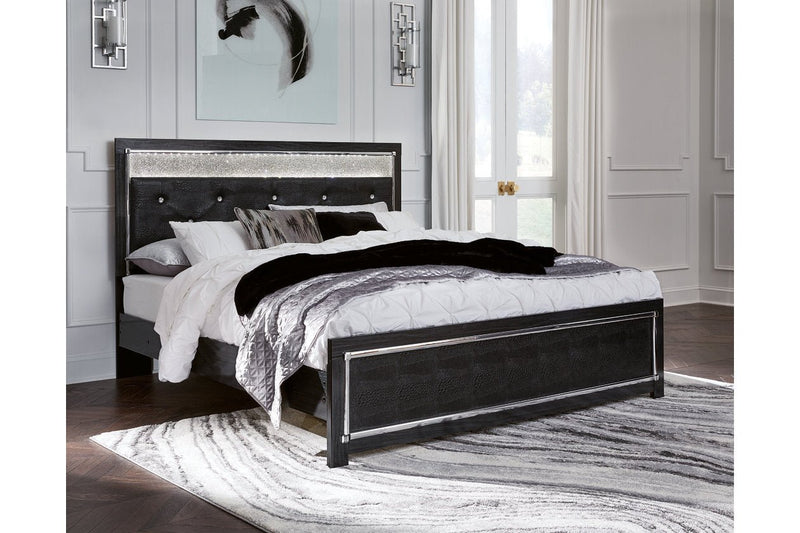 Kaydell Black King Upholstered Panel Bed - Gate FurnitureKing Bed