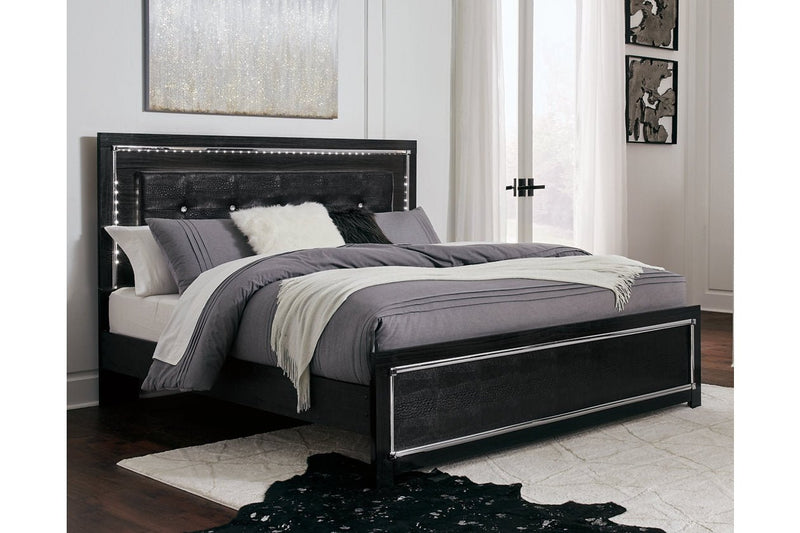 Kaydell Black King Upholstered Panel Bed - Gate FurnitureKing Bed