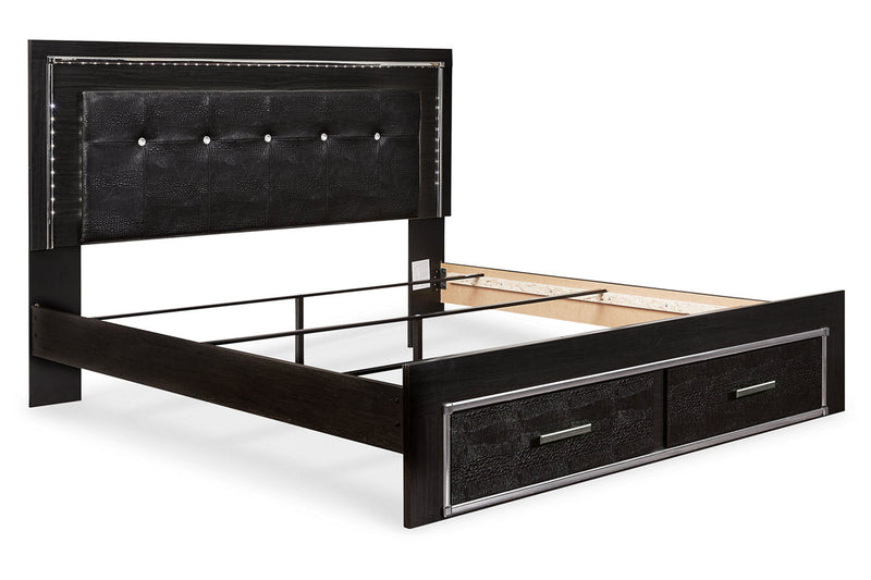 Kaydell Black King Upholstered Panel Bed with Storage - Gate FurnitureKing Bed