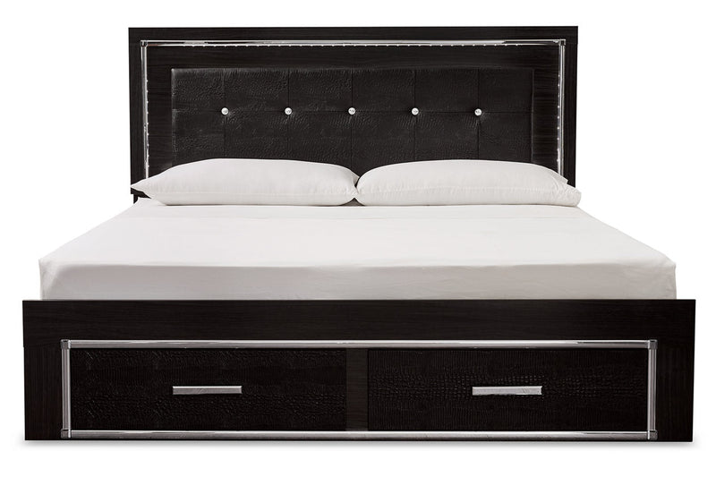 Kaydell Black King Upholstered Panel Bed with Storage - Gate FurnitureKing Bed