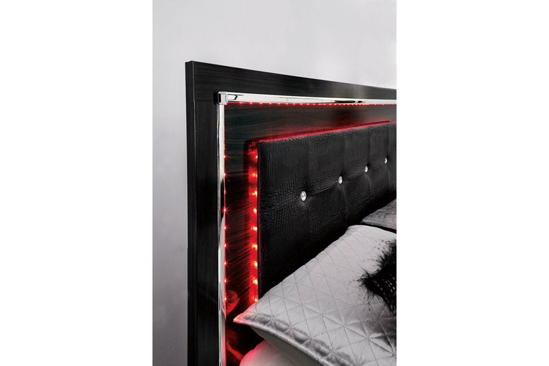 Kaydell Black King Upholstered Panel Bed with Storage - Gate FurnitureKing Bed
