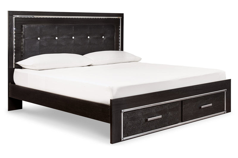 Kaydell Black King Upholstered Panel Bed with Storage - Gate FurnitureKing Bed