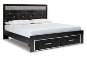 Kaydell Black King Upholstered Panel Storage Platform Bed - Gate FurnitureKing Bed