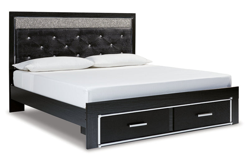 Kaydell Black King Upholstered Panel Storage Platform Bed - Gate FurnitureKing Bed