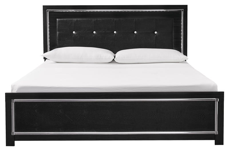 Kaydell Black LED King Panel Bed - Gate FurnitureKing Bed