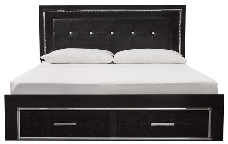 Kaydell Black LED King Storage Panel Bed - Gate FurnitureKing Bed