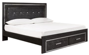 Kaydell Black LED King Storage Panel Bed - Gate FurnitureKing Bed