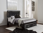 Kaydell Black LED Queen Footboard Storage Platform Bed - Gate FurnitureQueen Bed