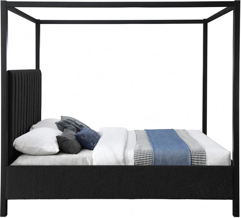 Kelly Boucle Fabric Full Bed (3 Boxes) Black - KellyBlack-F