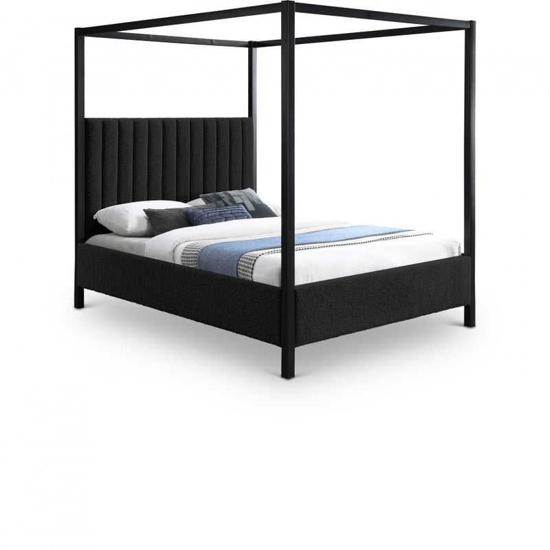 Kelly Boucle Fabric King Bed (3 Boxes) Black - Gate FurnitureKing Bed