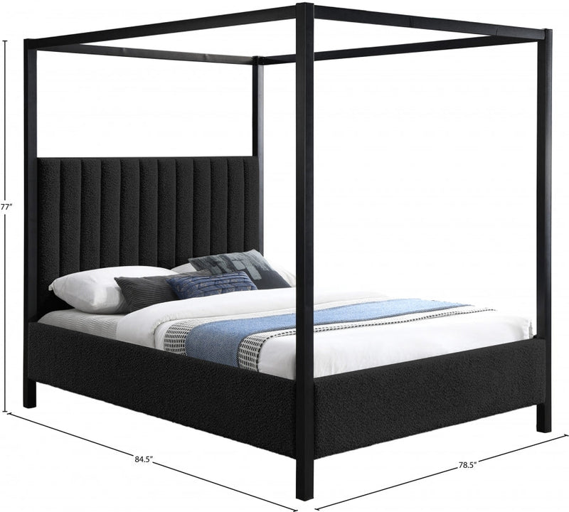 Kelly Boucle Fabric King Bed (3 Boxes) Black - Gate FurnitureKing Bed