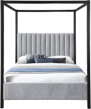 Kelly Boucle Fabric King Bed (3 Boxes) Grey - Gate FurnitureKing Bed