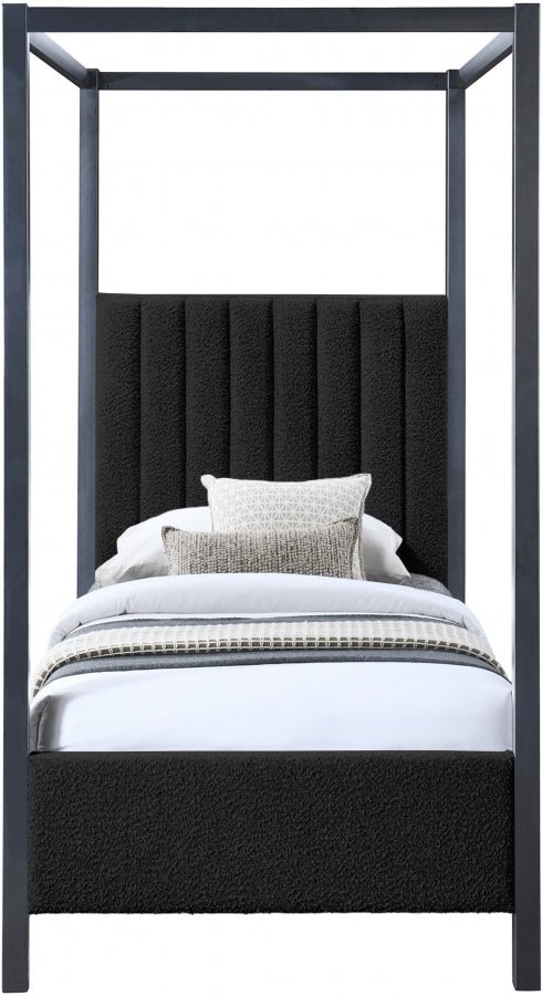 Kelly Boucle Fabric Twin Bed (3 Boxes) Black - Gate FurnitureTwin Bed