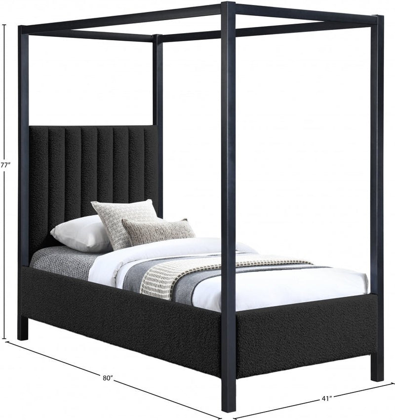 Kelly Boucle Fabric Twin Bed (3 Boxes) Black - Gate FurnitureTwin Bed