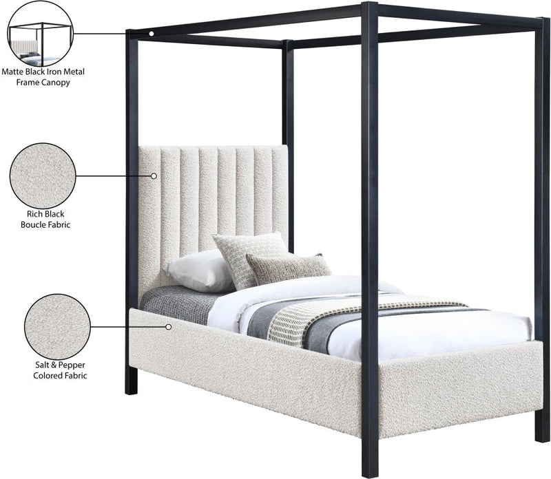 Kelly Boucle Fabric Twin Bed (3 Boxes) Cream - Gate FurnitureTwin Bed