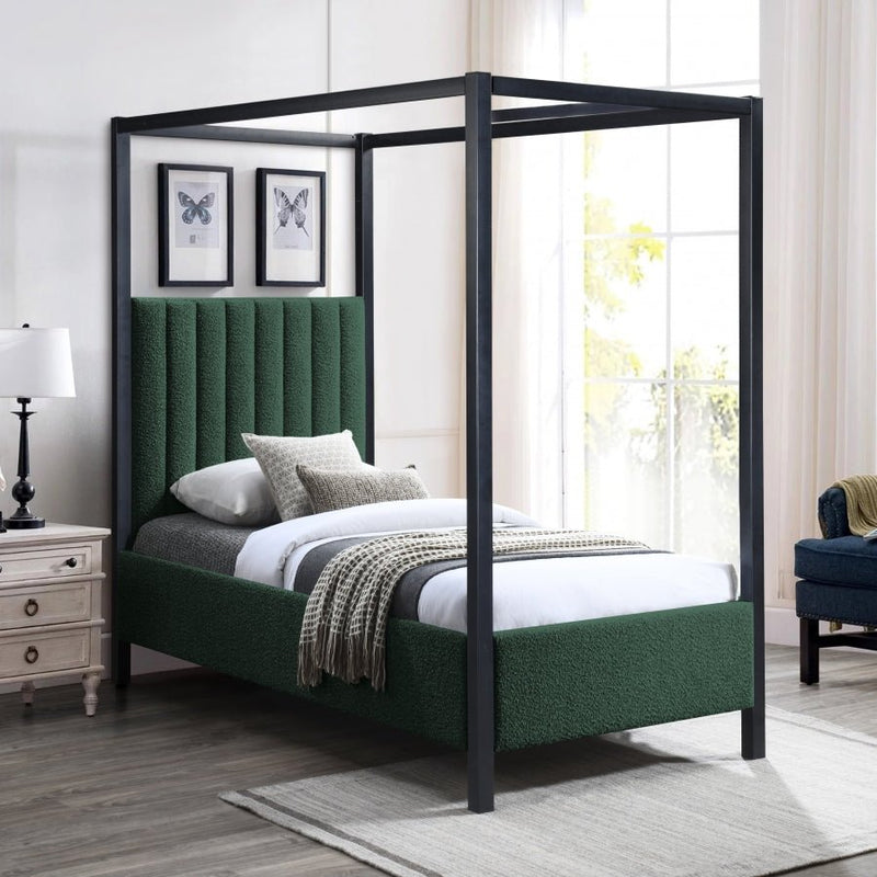 Kelly Boucle Fabric Twin Bed (3 Boxes) Green - Gate FurnitureTwin Bed