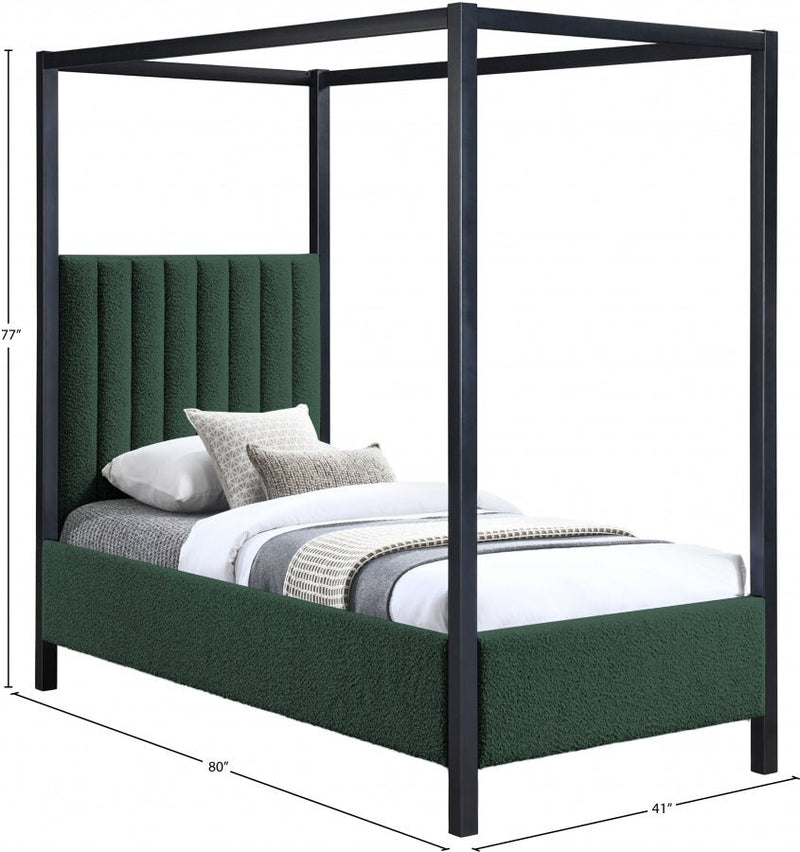 Kelly Boucle Fabric Twin Bed (3 Boxes) Green - Gate FurnitureTwin Bed