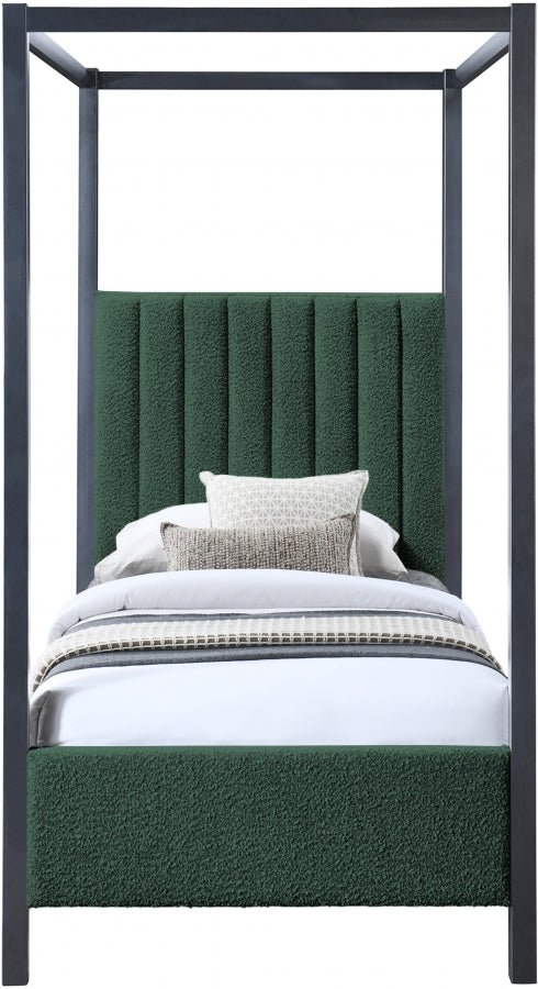 Kelly Boucle Fabric Twin Bed (3 Boxes) Green - Gate FurnitureTwin Bed