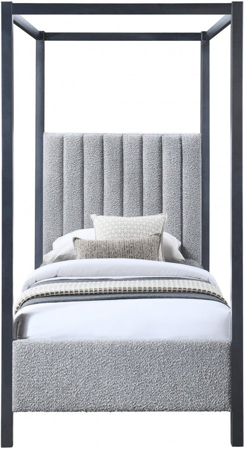 Kelly Boucle Fabric Twin Bed (3 Boxes) Grey - Gate FurnitureTwin Bed