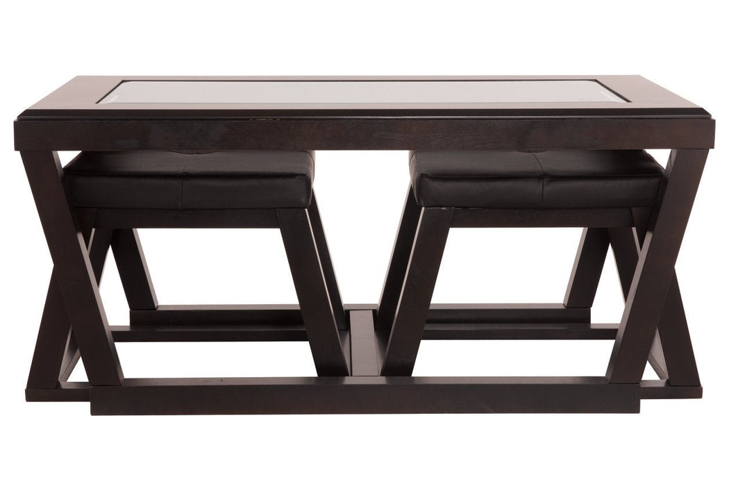 Kelton Espresso Coffee Table with Nesting Stools - T592-1 - Gate Furniture