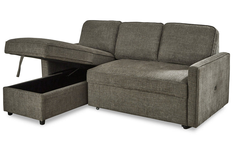 Kerle Charcoal LAF Sleeper Sofa Chaise - Gate FurnitureSleeper Sectional