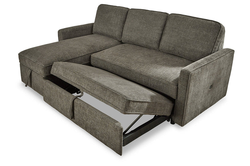 Kerle Charcoal LAF Sleeper Sofa Chaise - Gate FurnitureSleeper Sectional