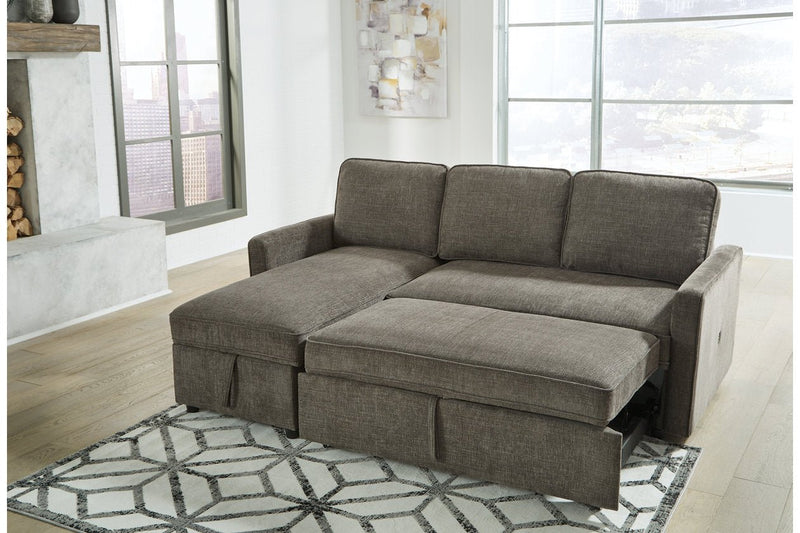 Kerle Charcoal LAF Sleeper Sofa Chaise - Gate FurnitureSleeper Sectional